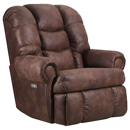 Power Rocker Recliner with Rolled Arms